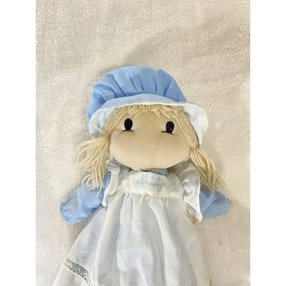 Vintage 60s 70s Toy Collectible Kamar Rag/Cloth Doll “Kristy”Blue Dress & Bonnet